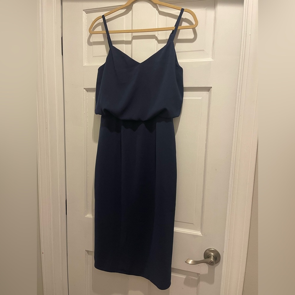 Dress The Population Elegant Navy Blue Midi Dress - Picture 5 of 6